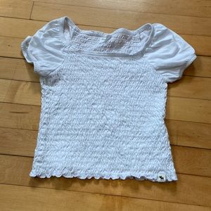 White Abercrombie kids, smocked shirt, size 9-10. Barely worn.
